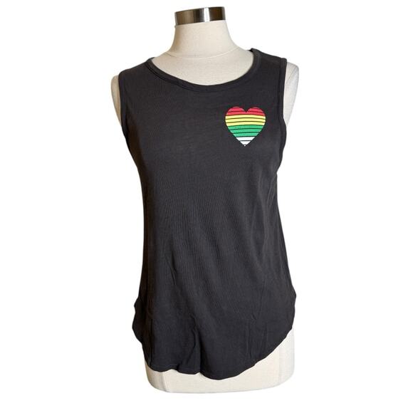 Chaser Heart Chest Graphic Tank Top Women's Size Large Gray - Picture 11 of 11